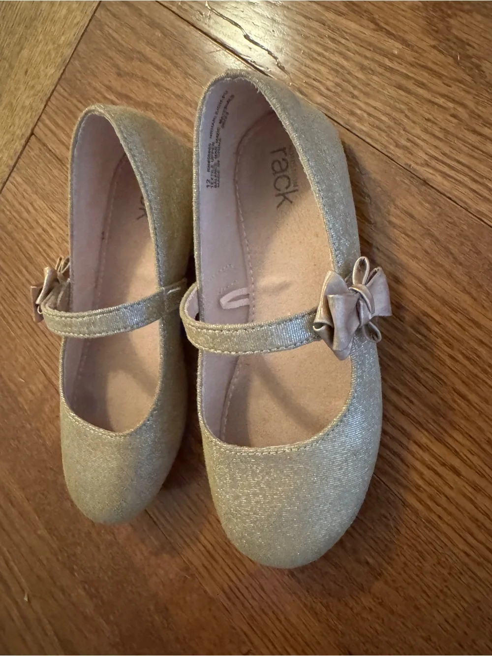 Girls' Gold Mary Jane Dress Shoes with Bow Accent; Nordstrom Rack